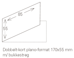 Dobbelt-visitkort plano-format 170 x 55 mm. med bukkestreg