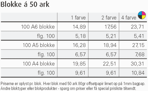 Notesblokke og reklameblokke - Blokke � 50 ark.