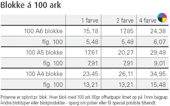Notesblokke og reklameblokke - Blokke � 100 ark.