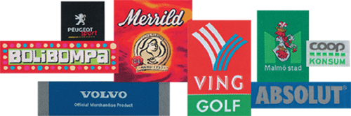 V�vede-, Broderede-,&nbsp;Gummi-, Lasercut- og Superweave - m�rker og etiketter til p�syning.