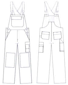 To-farvet overall i flot design.