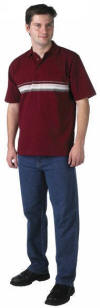 FH1000/ 40/60 % p/b Polo T-shirt med strib p� bryst XS - 3XL 40/60% polyester/bomuld, 220 g/m2 BORDEAUX NAVY 
