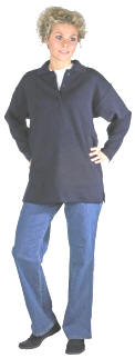 D5600/ 50/50 % p/b Dame-polo-pullover med slids i siderne og stolpe lukning XS - 4XL 50/50% uld/acryl NAVY=195