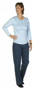 D0014/ 100 % bom Dame T-shirt lang�rmet interlock 100% bomuld, 210 g/m2 HVID SAND LYSEBL� SORT R�D MOCCA =069