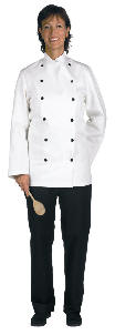 20101 Kokkejakke med lange �rmer og faste knapper 100% bomuld, 260 g/m2 satin 