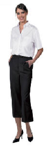 D2000 Damebluse med skjult lukning og korte �rmer 45/55% polyester/bomuld, 110 g/m2 HVID=164