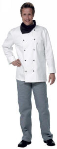 20127 Kokkejakke med manchet og brystlomme, l�se knapper kan bestilles 65/35% polyester/bomuld, 245 g/m2