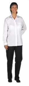 D2300 Damebluse med skjult lukning og lange �rmer 45/55% polyester/bomuld, 110 g/m2 HVID=024