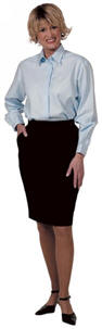 D2400 Dameskjorte med skjult lukning og lange �rmer 30/70% polyester/bomuld. Oxford  LYSEBL�=024