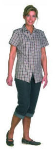 13632 13635 Dame tunika 40/58/2% polyester/bomuld/EOL stretch, kort �rme XS - XXL brun tern - bl� tern - lysebl� - melange