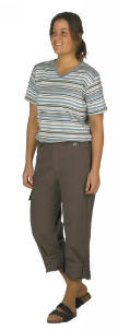 FD0500/ 40/60 % p/b Dame T-shirt stribet med V-hals XS - 3XL 40/60% polyester/bomuld, 220 g/m2 R�D/DENIM OCEAN/D. GREEN