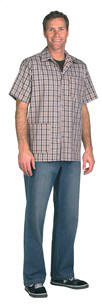 23600 Unisex skjorte 40/58/2% polyester/bomuld/EOL stretch, kort �rme brun tern - bl� tern - lysebl� - melange - 50/50% - p/b