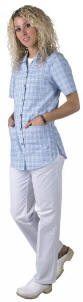 11634 Tunika med korte �rmer og udvendige lommer 50/50% polyester/bomuld, 140 g/m2  HVID/LYSEBL�  HVID/BORDEAUX  XS - XXXL