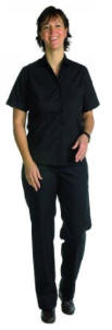 F11649 Dame skjorte 55/45% polyester/bomuld, kort �rme SORT XS - XXXXL=164