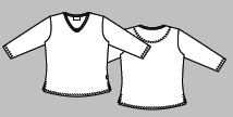 FD0400/ 40/60 % p/b Dame T-shirt stribet med V-hals og 3/4-�rmer XS - 3XL 40/60% polyester/bomuld, 220 g/m2 R�D/DENIM OCEAN/D. GREEN