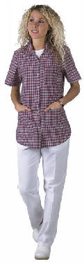 11634 Tunika med korte �rmer og udvendige lommer 50/50% polyester/bomuld, 140 g/m2 HVID/LYSEBL� HVID/BORDEAUX XS - XXXL- XXXL=007
