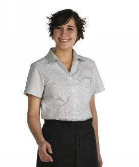 11628 Dameskjorte med just�rbare �rmer 50/50% polyester/bomuld, 140 g/m2 HVID LYS BL�=164
