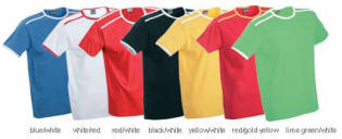 Blue/white - white/red - red/white - black/white - yellew/white - red/gold yellow - lime geen/white