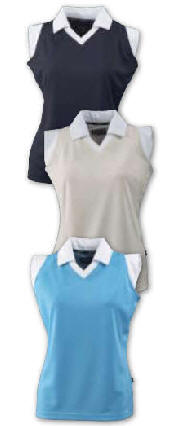 MAIDSTONE Dame piqué uden ærmer, med hvide kontraster