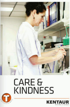 Kentaur - CARE & KINDNESS - skabt til laboratoiriebrug, sygepleje, klinik og dentalt brug - med tryk og broderi om nsket