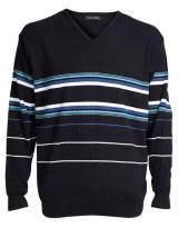 147516357 fv. 1928 - navy V-hals pullover med striber