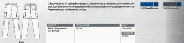 Jobby colour - arbejdsbukser med aftagelige ben