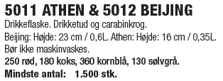 Drikkeflaske. Drikketud og carabinkrog.