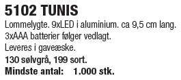 Lommelygte. 9xLED i aluminium. ca 9,5 cm lang