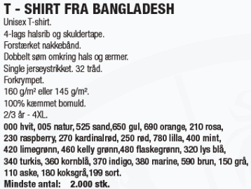T - SHIRT FRA BANGLADESH