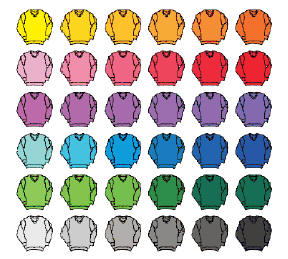 Minimumslevering pr. design er 30 stk. i alt for hver farve.