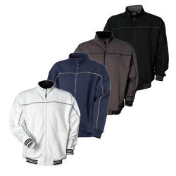 Sweatjakke med lynlås. 50% bomuld og 50% polyester