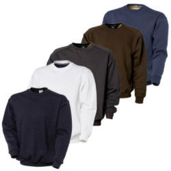 Sweatshirt med rund hals. 50% bomuld og 50% polyester