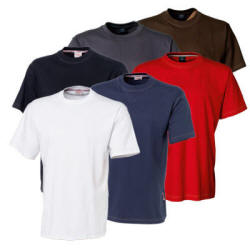 T-shirt med rund hals og kontraststikninger. 100% bomuld, 180 g/m2