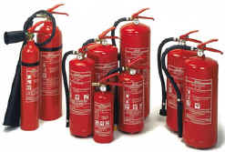 Linde pulverslukkere.