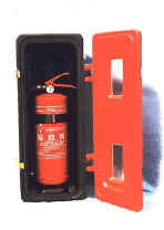 Linde ildslukkerskab og -box.