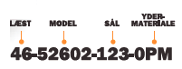 Sievi Sikkerhedsfodt�j - identifikation af koder for l�st, model, s�l og ydermateriale.