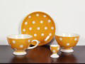 Polka Dot Fransk designet h�ndmalet&nbsp;fajance. T�ler maskin- opvask, ovn og microovn. F�es i mange farver.