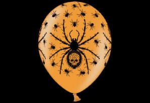 Edderkop Orange - Halloween. Dess.: 41200. Runde balloner med edderkopper