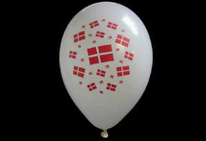 Flag, to-sidet. Dess.: 41100. Rund standardfarvet ballon med to-sidet tryk