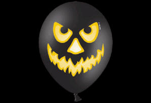 Græskar Sort - Halloween. Dess.: 41200. Rund krystal ballon med rundt om tryk i to farver