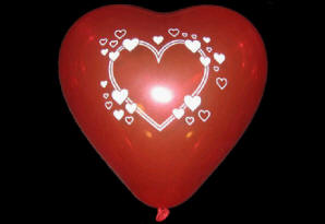Hjerteballon. Dess.: 41100. Hjerte ballon med tryk på en side