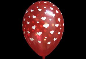 Hjerter. Dess.: 41100 Rund krystal ballon med global tryk. Motiv: Hjerter