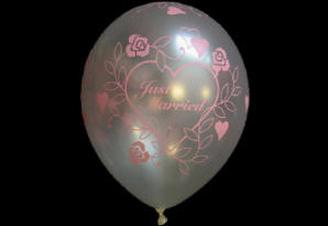 Just Married. Dess.: 41100. Bryllupsballoner med motiv - Just Married