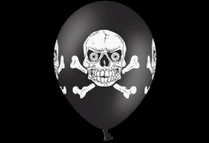 Kranie - Halloween. Dess.: 41200. Rund krystal ballon med rundt om tryk