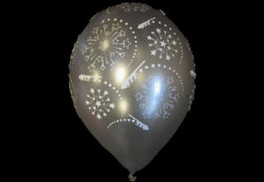 Nytårsballon Raket Sølv. Dess.: 41200. Runde metal balloner med raketter