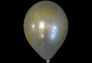Roser på Perlemor ballon. Dess.: 41200. Runde metal balloner med roser