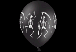 Skelet - Halloween. Dess.: 41200. Runde balloner med skeletter