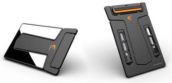 WP8241 Postkort-barberhøvl med spejl, som er blevet anvendt til fremme af mange kendte mærker.