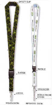 Lanyards med Safelock, B�lter, Kuffertremme, Handstraps, Karabinhager, Id-holder, Blinkende badge med magnet, Kompas, Fl�jter, Skosn�re, og meget mere.