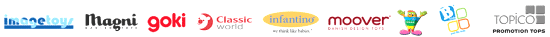 ImageToys · ImageGifts · Magni · Babe · BlueBox · Cause · Classic · Goki · Gowi · Heimess · Infantino · Penol · Pico · Promotion Tops · Topico · ToysPure · UniSet